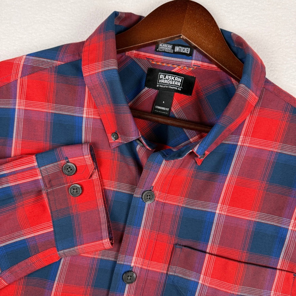 AKHG Midnight Sun Standard Fit Shirt Mens L Plaid Untucked Wool Blend 53802